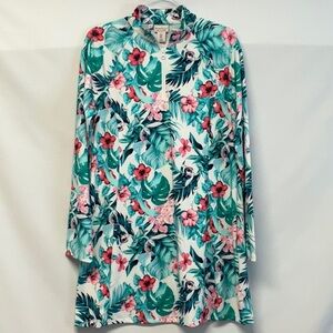 Tommy Bahama Golf & Tennis Tropical Print Athletic Long Sleeve Dress L